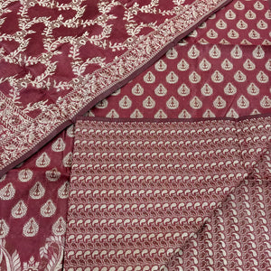 Wine Surahi Buti Cotton Silk Banarasi Suit