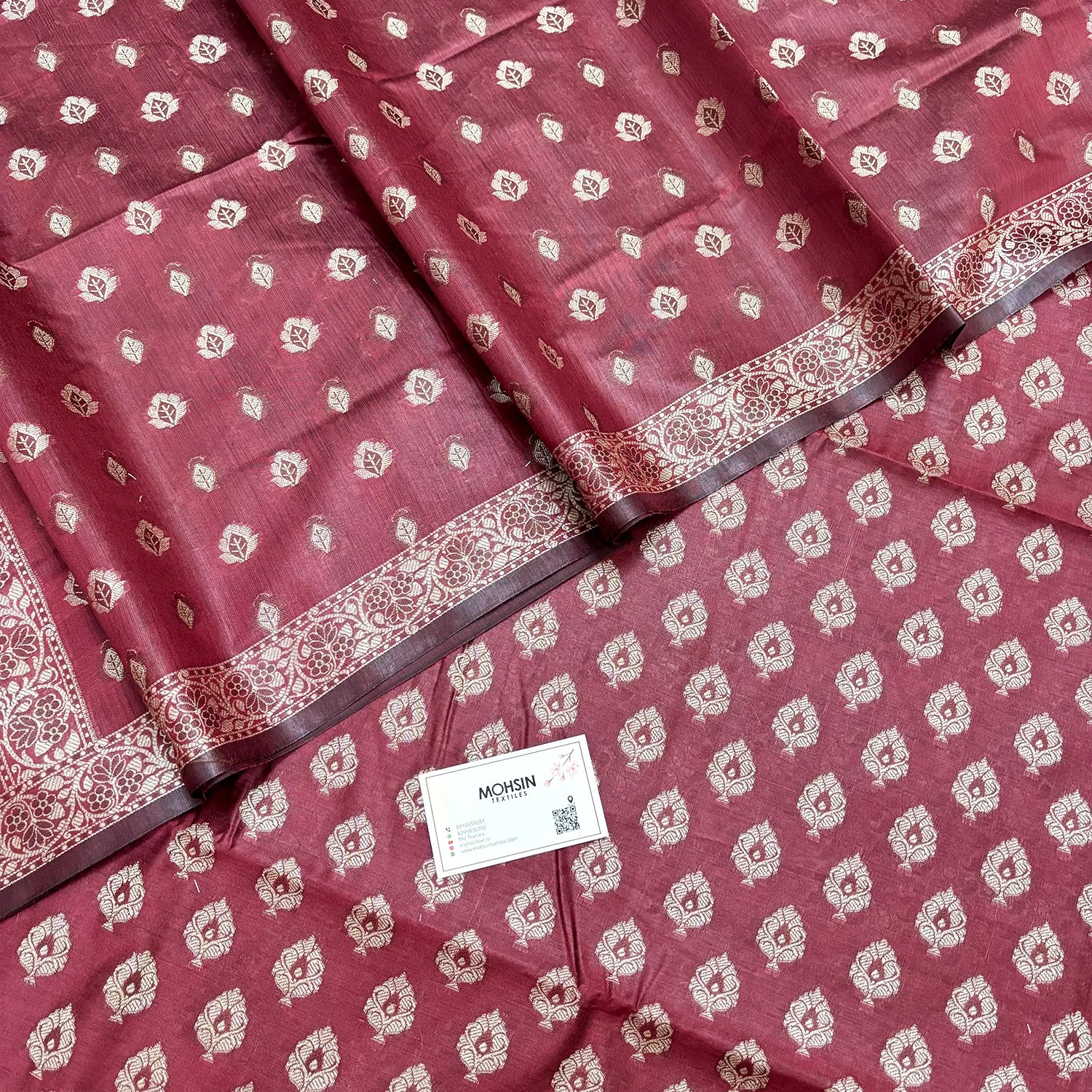 Wine Surahi Paan Cotton Silk Banarasi Suit