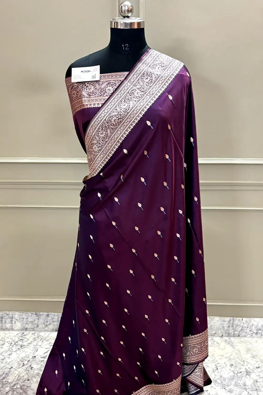 Wine Tilak Buti Katan Silk Banarasi Saree