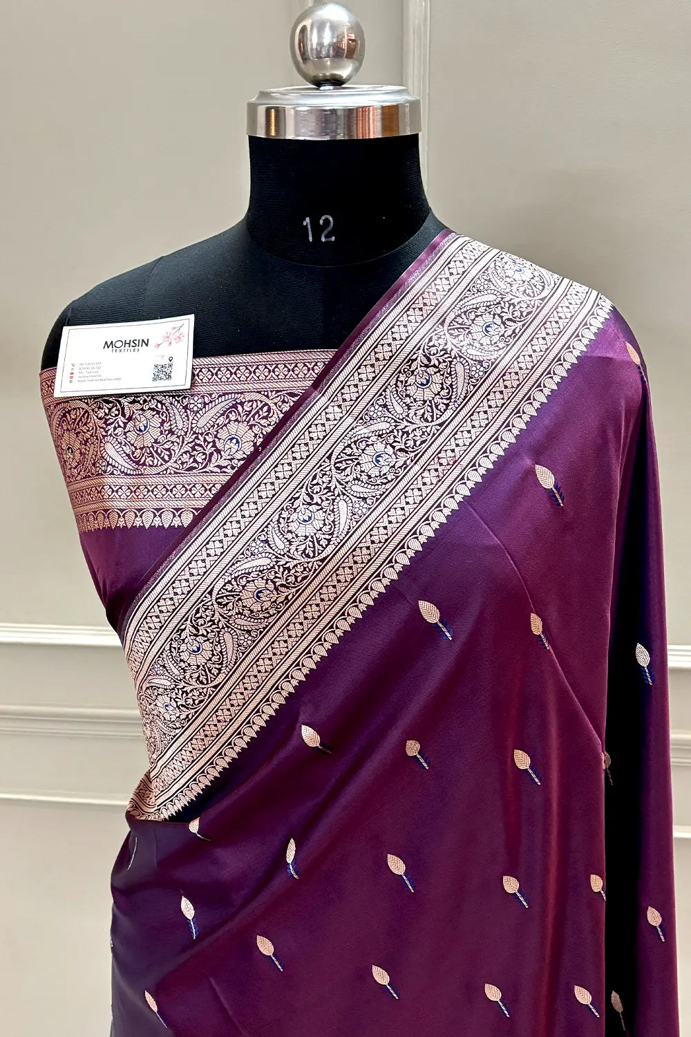 Wine Tilak Buti Katan Silk Banarasi Saree
