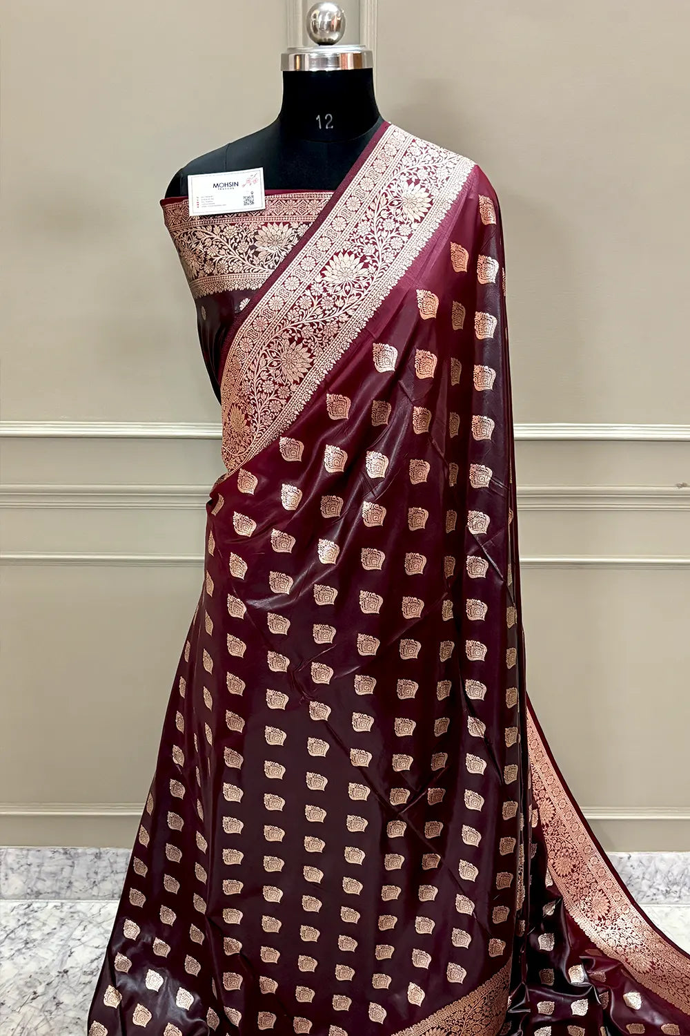 Wine Zari Banarasi Silk Saree