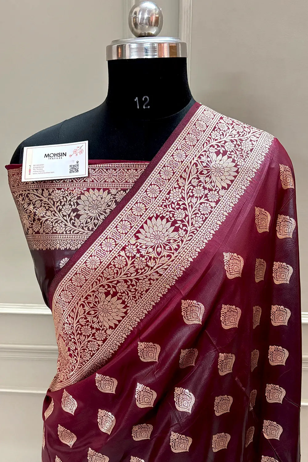 Wine Zari Banarasi Silk Saree