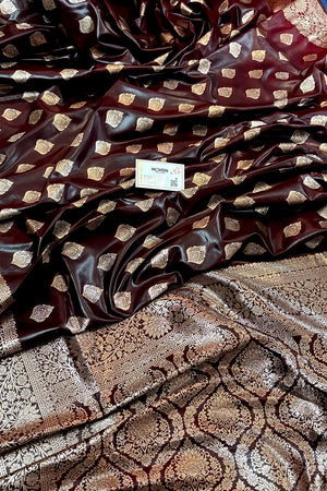 Wine Zari Banarasi Silk Saree