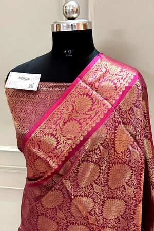 Wine Zari Banarasi Silk Saree
