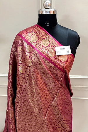 Wine Zari Banarasi Silk Saree
