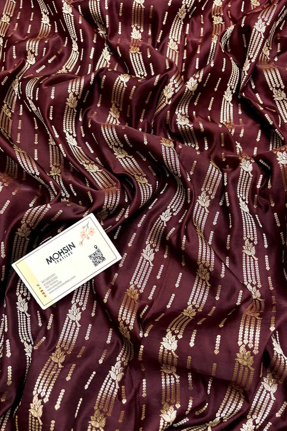 Wine Zari Katan Mashru Silk Banarasi Saree