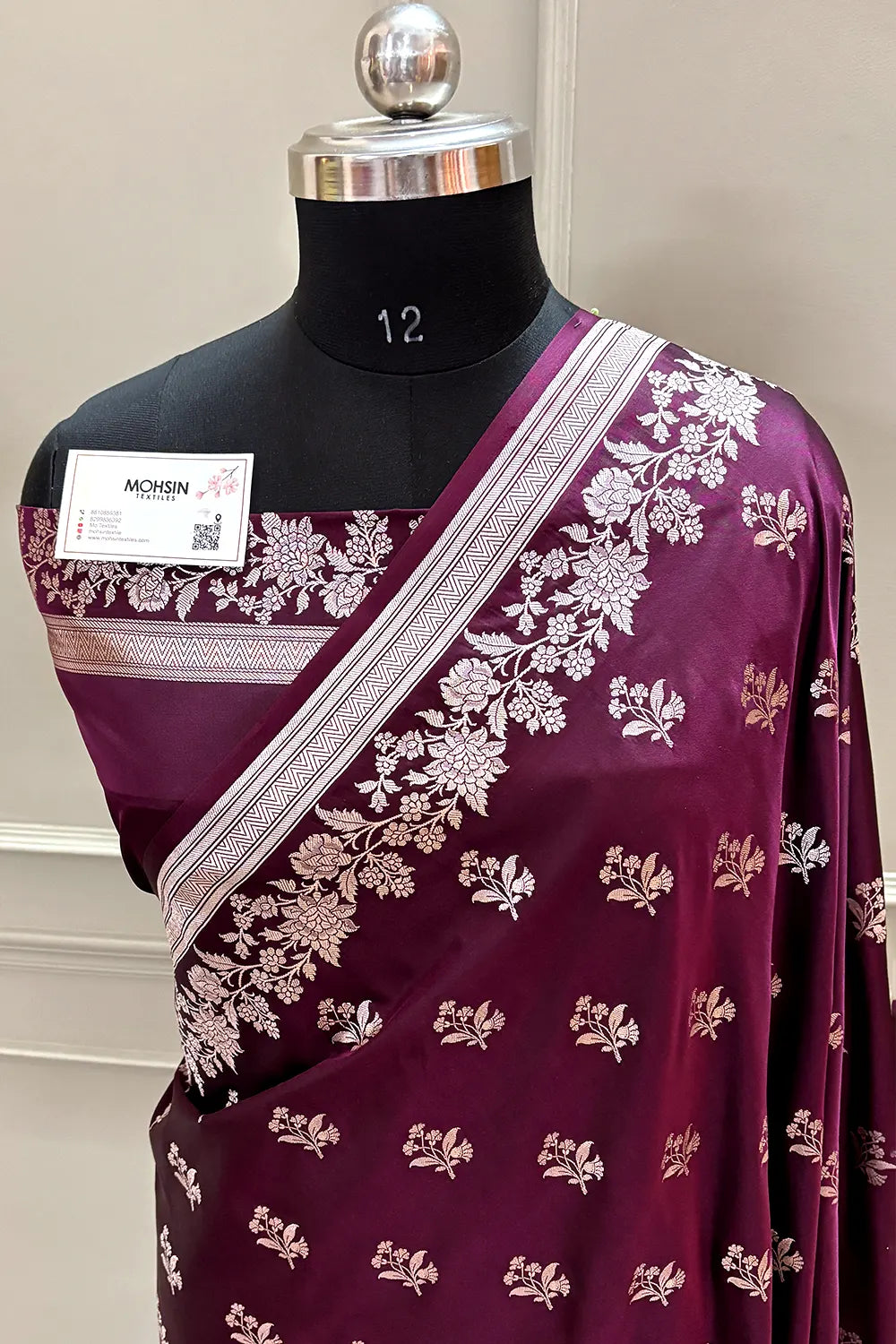 Wine Zari Katan Silk Banarasi Saree