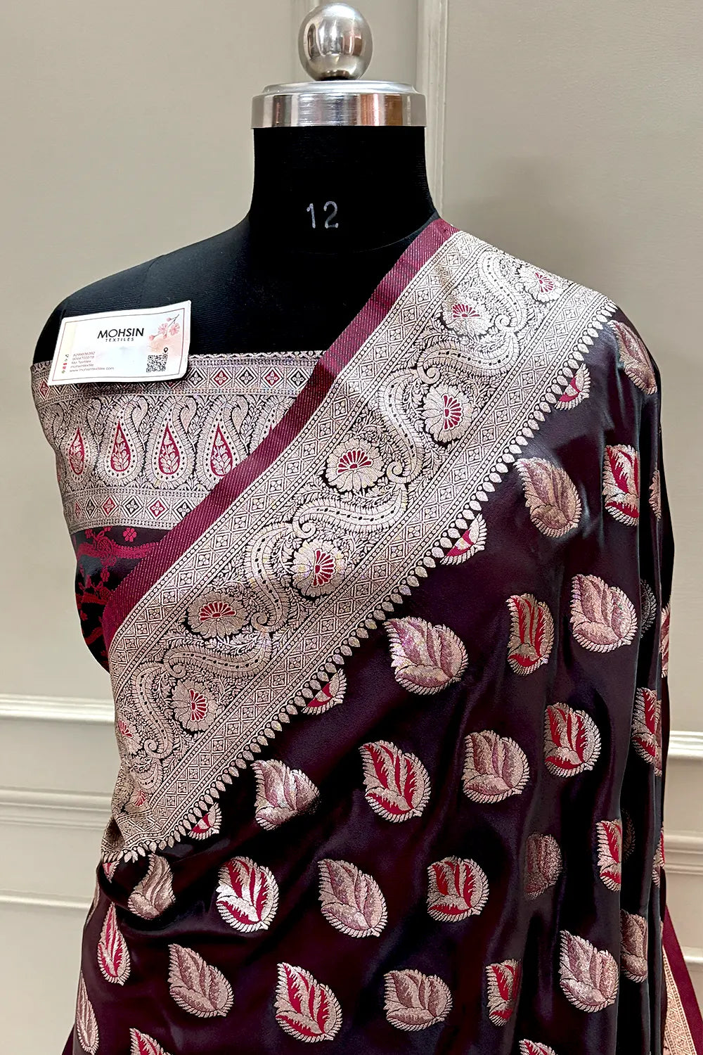 Wine Zari Katan Silk Banarasi Saree