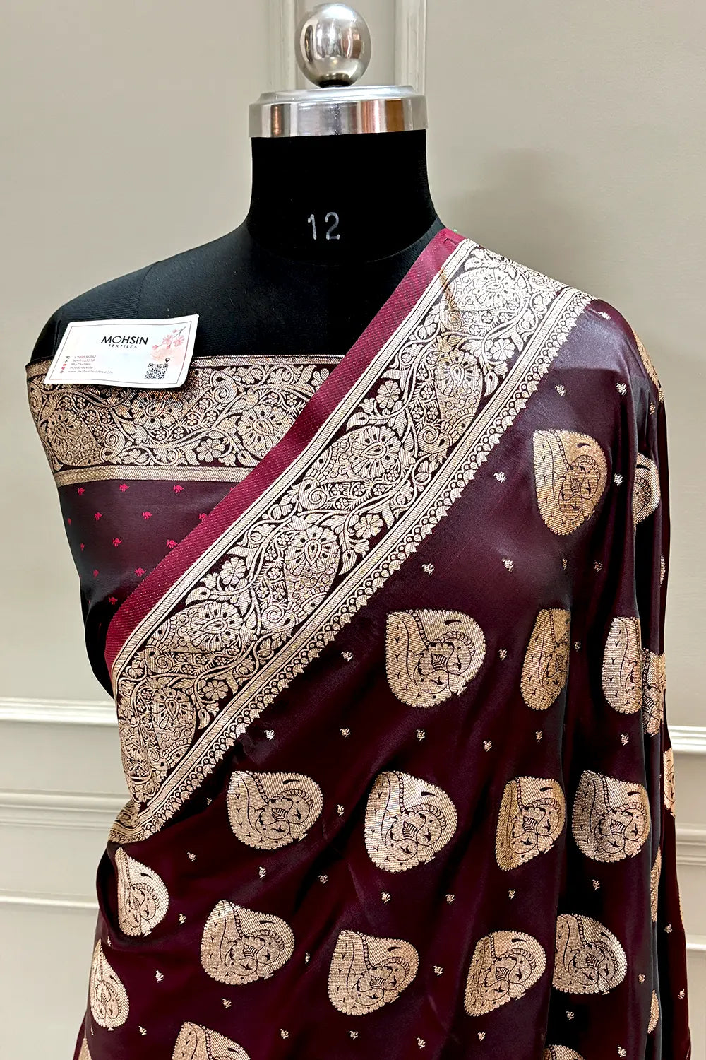 Wine Zari Katan Silk Banarasi Saree