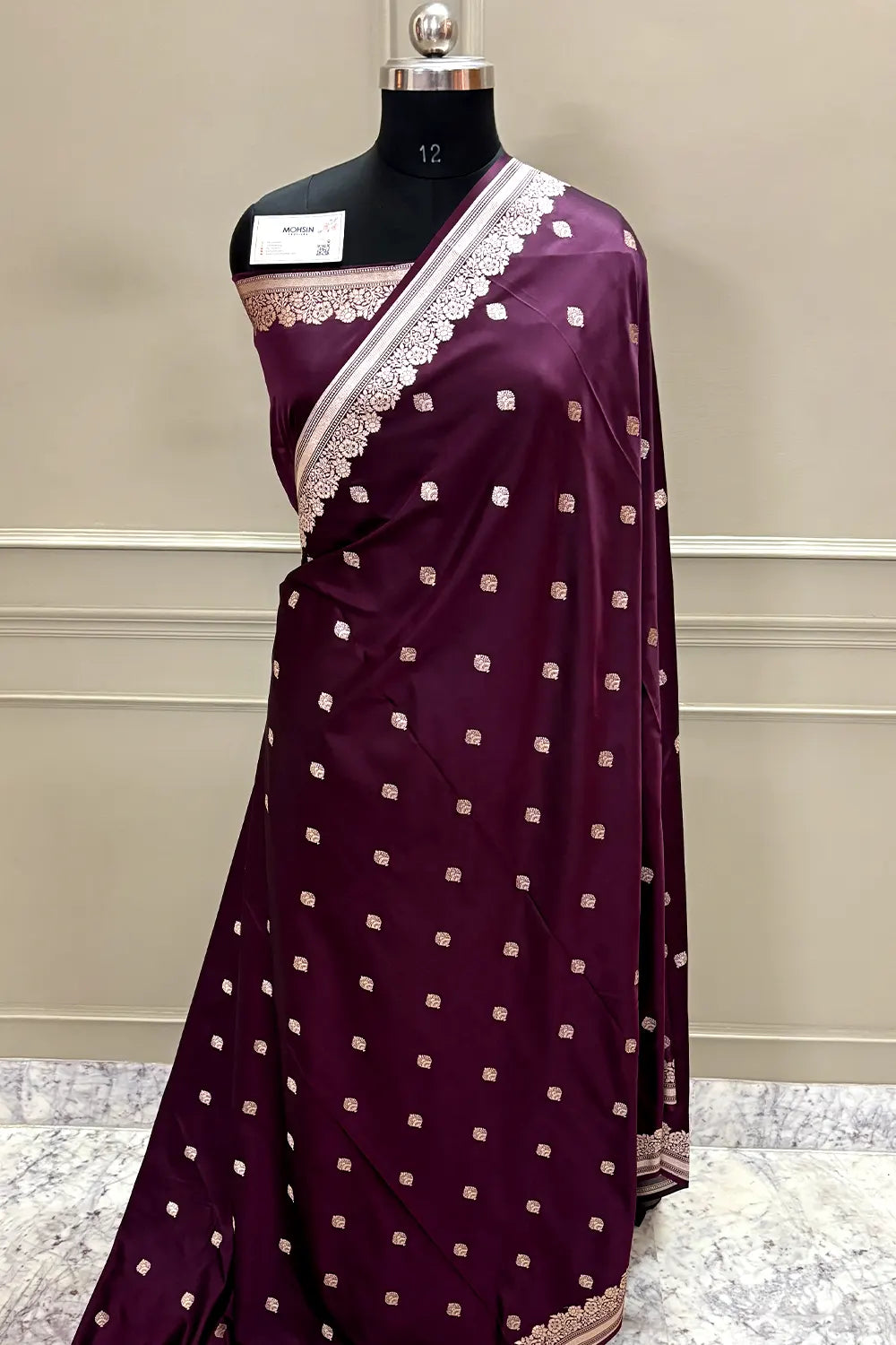 Wine Zari Katan Silk Banarasi Saree