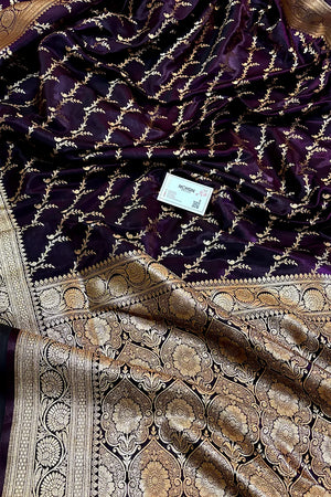 Wine Zari Katan Silk Banarasi Saree