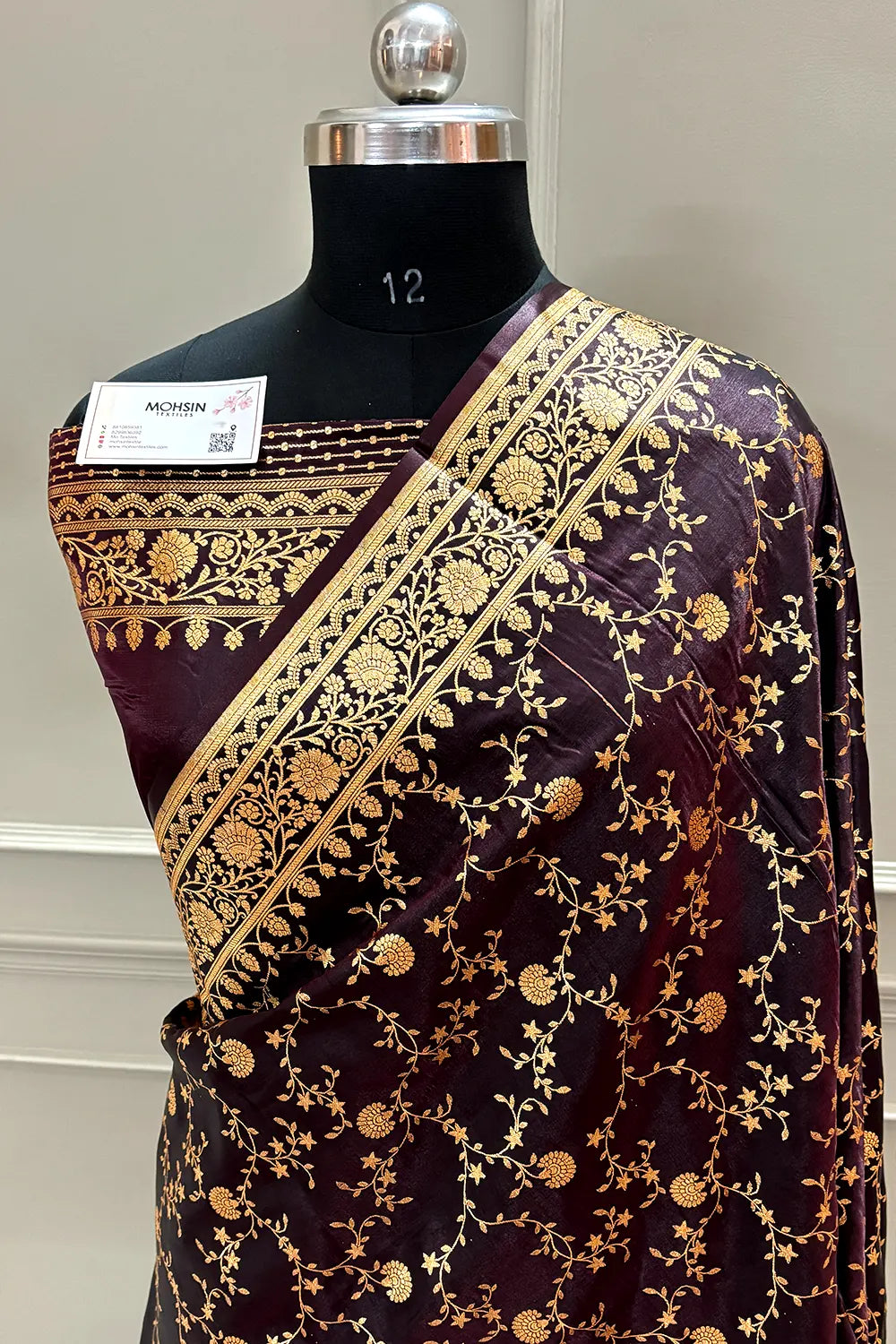 Wine Zari Katan Silk Banarasi Saree