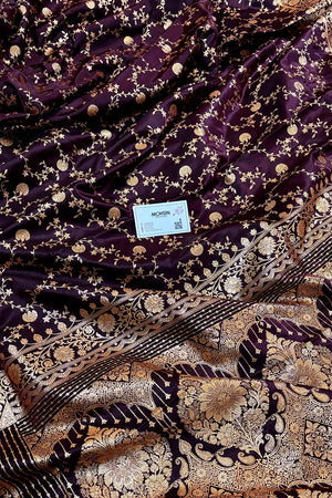 Wine Zari Katan Silk Banarasi Saree