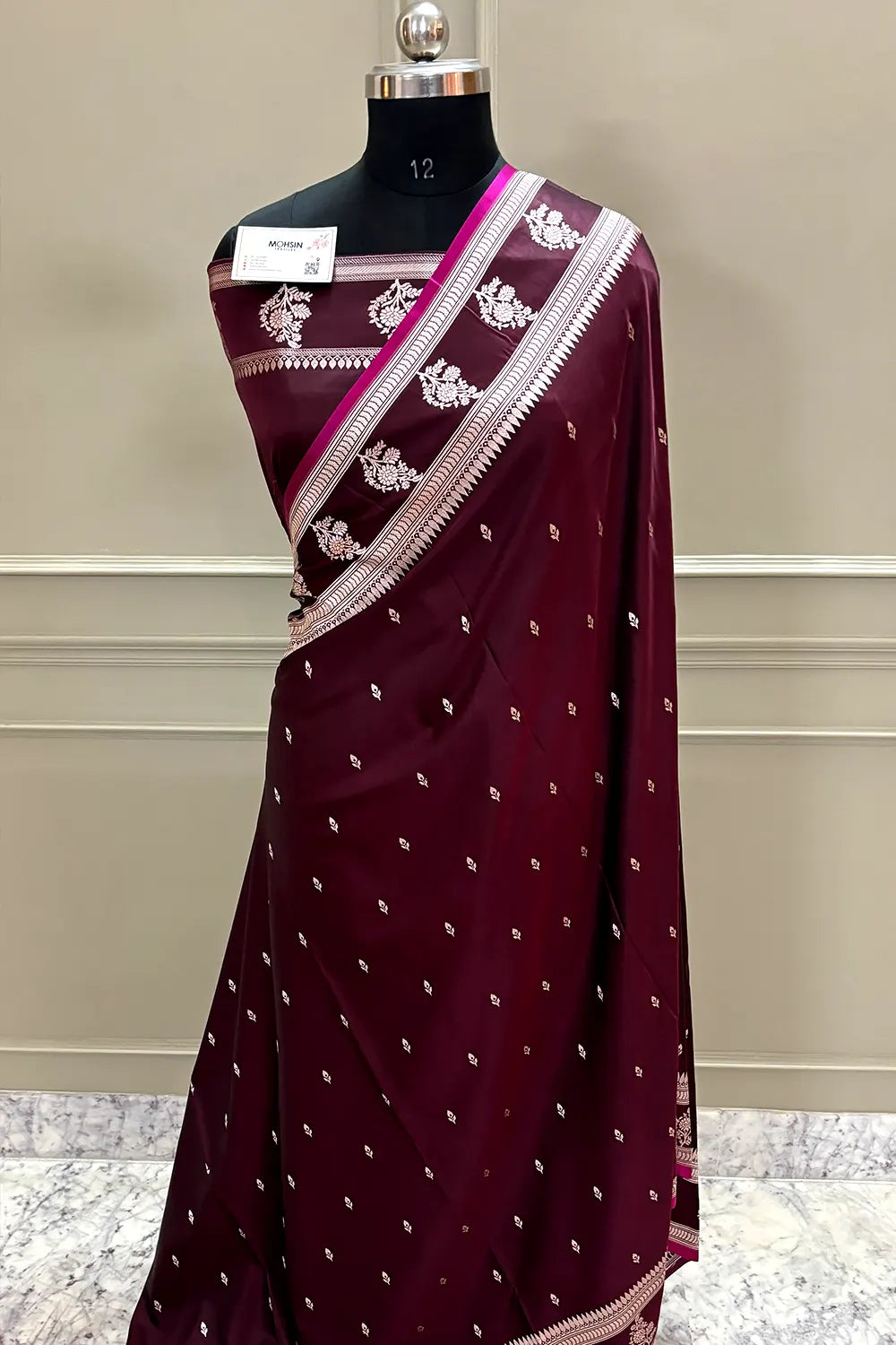 Wine Zari Katan Silk Banarasi Saree
