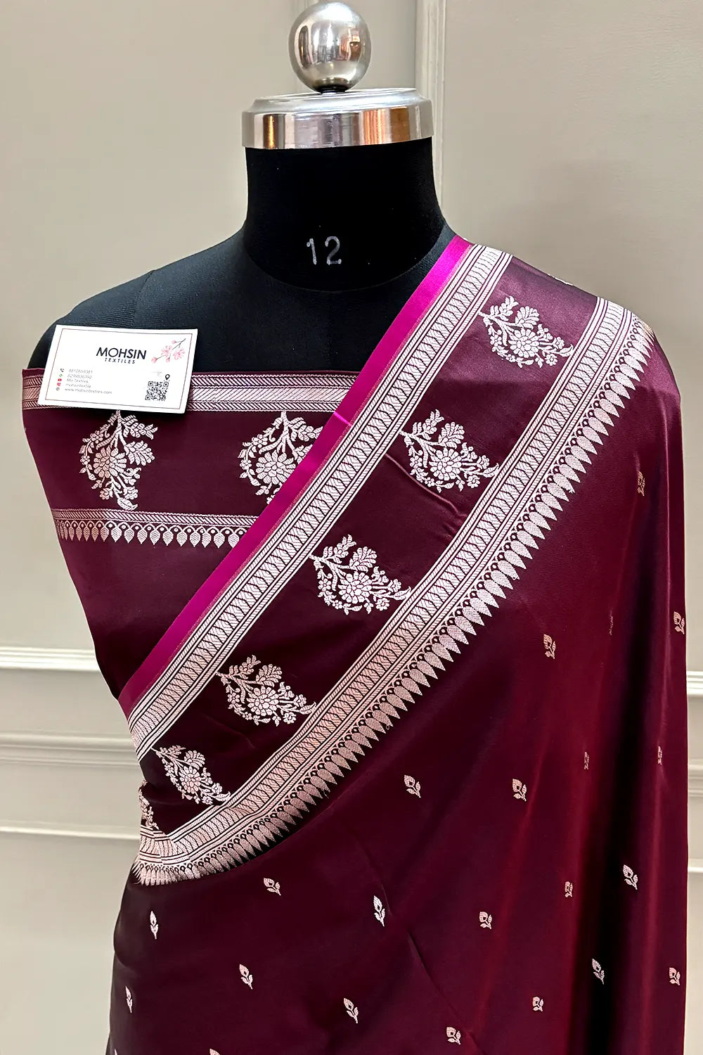 Wine Zari Katan Silk Banarasi Saree