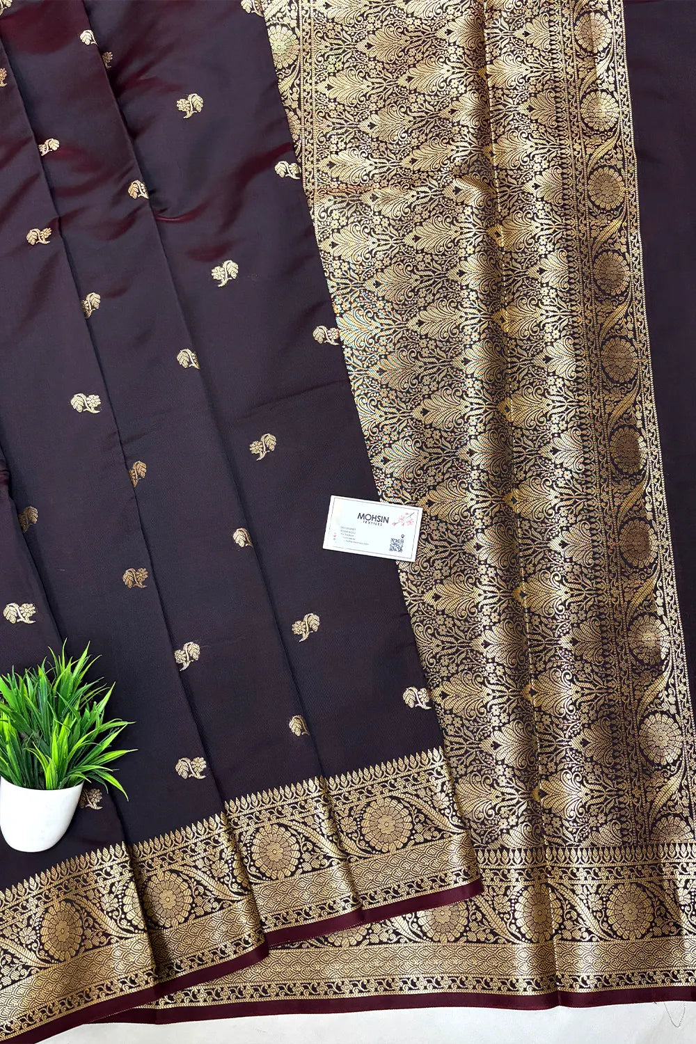 Wine Zari Semi Katan Silk Banarasi Saree