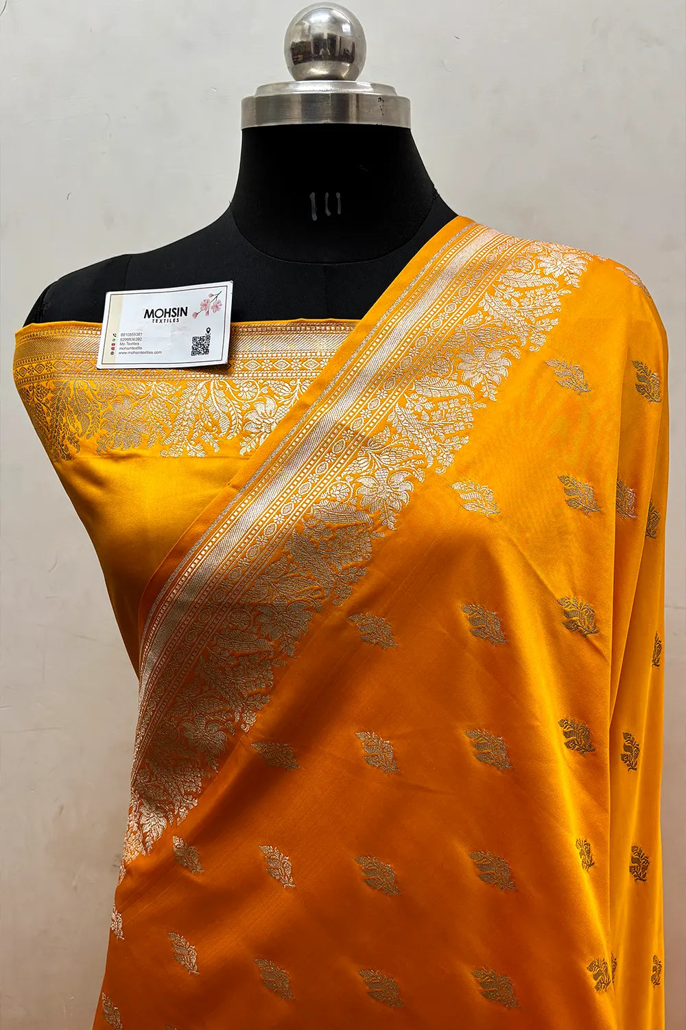 Yellow Aatari Buti Katan Silk Banarasi Saree