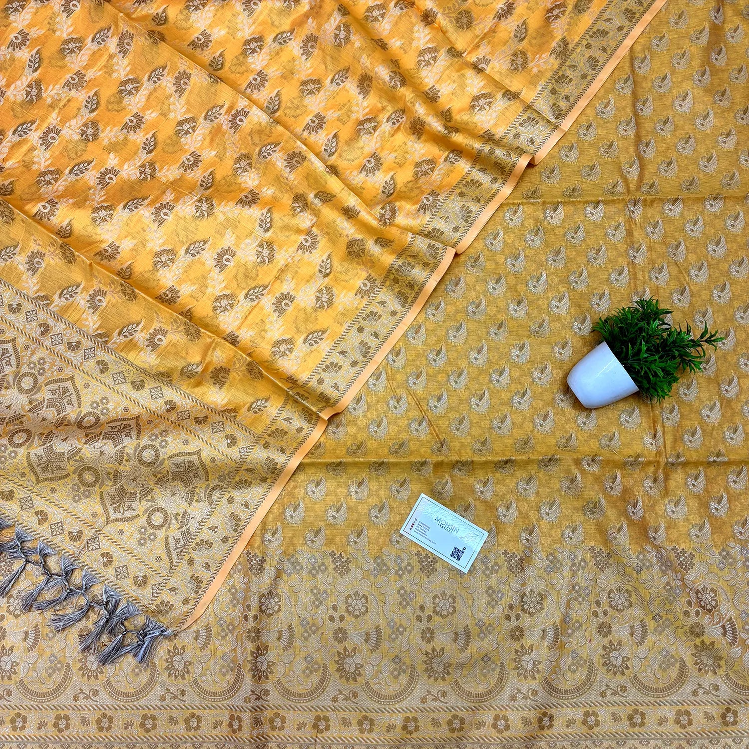 Yellow Angoori Kalli Cotton Silk Banarasi Suit