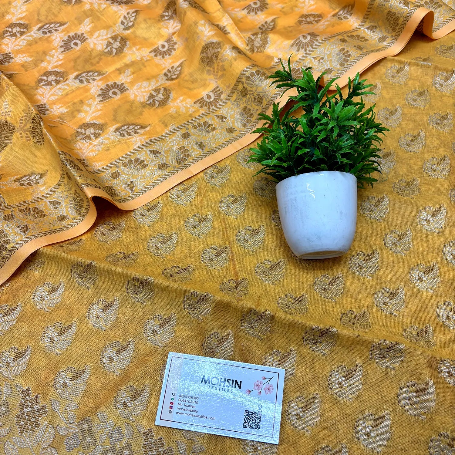 Yellow Angoori Kalli Cotton Silk Banarasi Suit