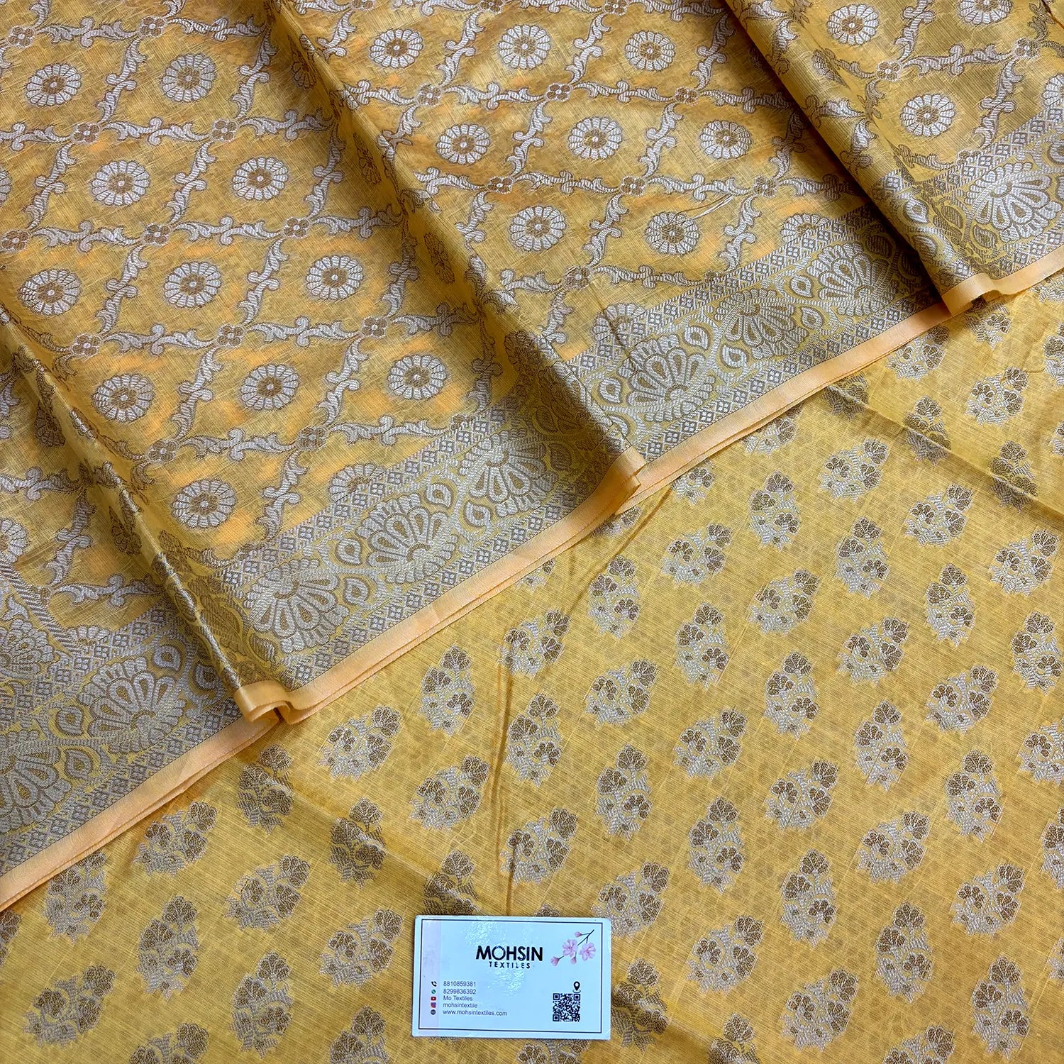 Yellow Resham Cotton Silk Banarasi Suit