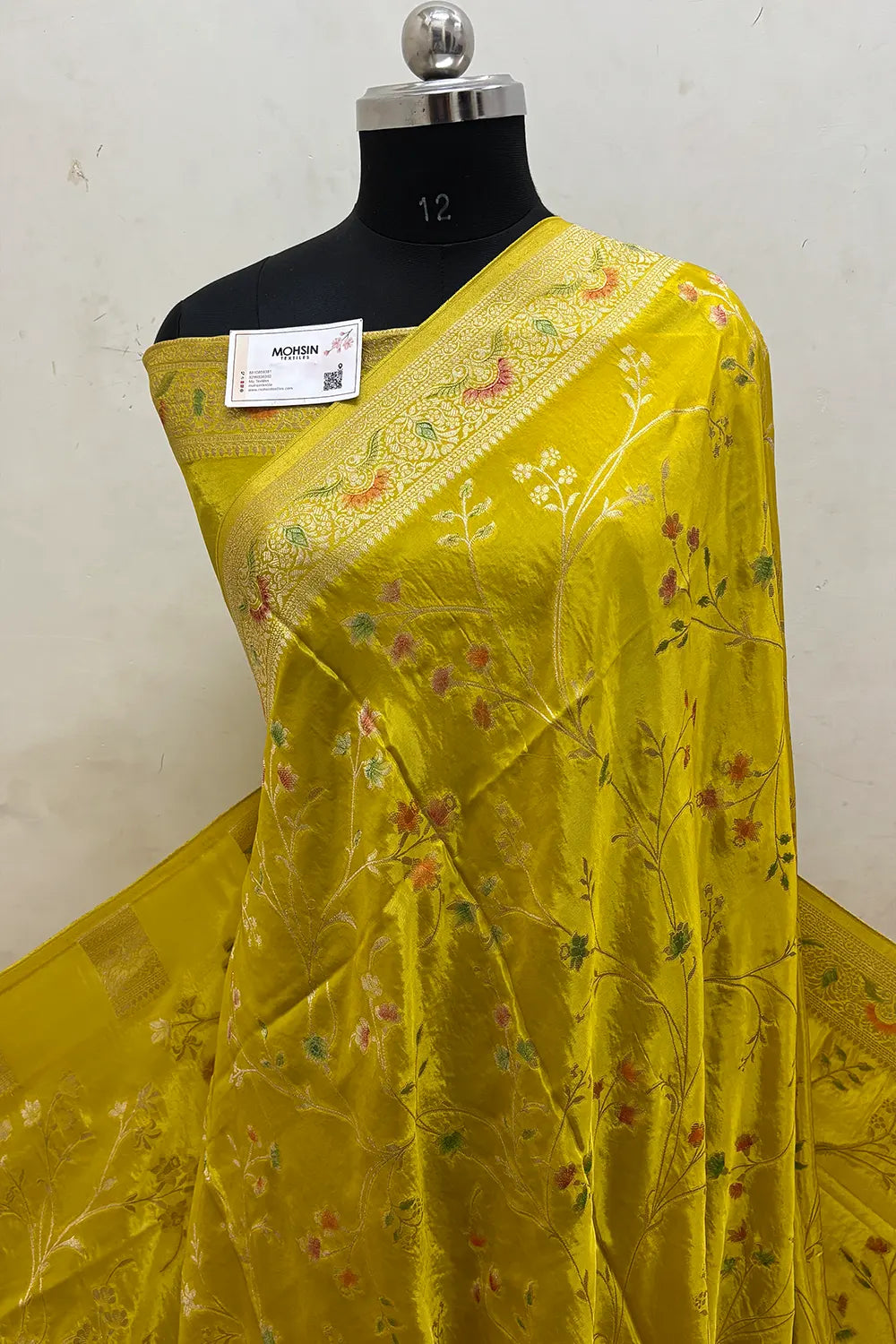 Yellow Zari Georgette Silk Banarasi Saree