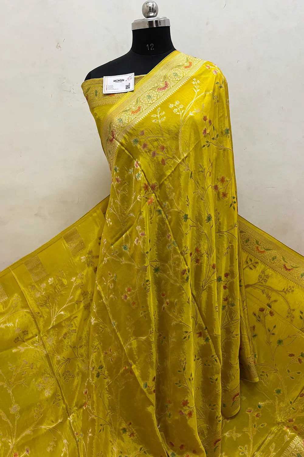 Yellow Zari Georgette Silk Banarasi Saree