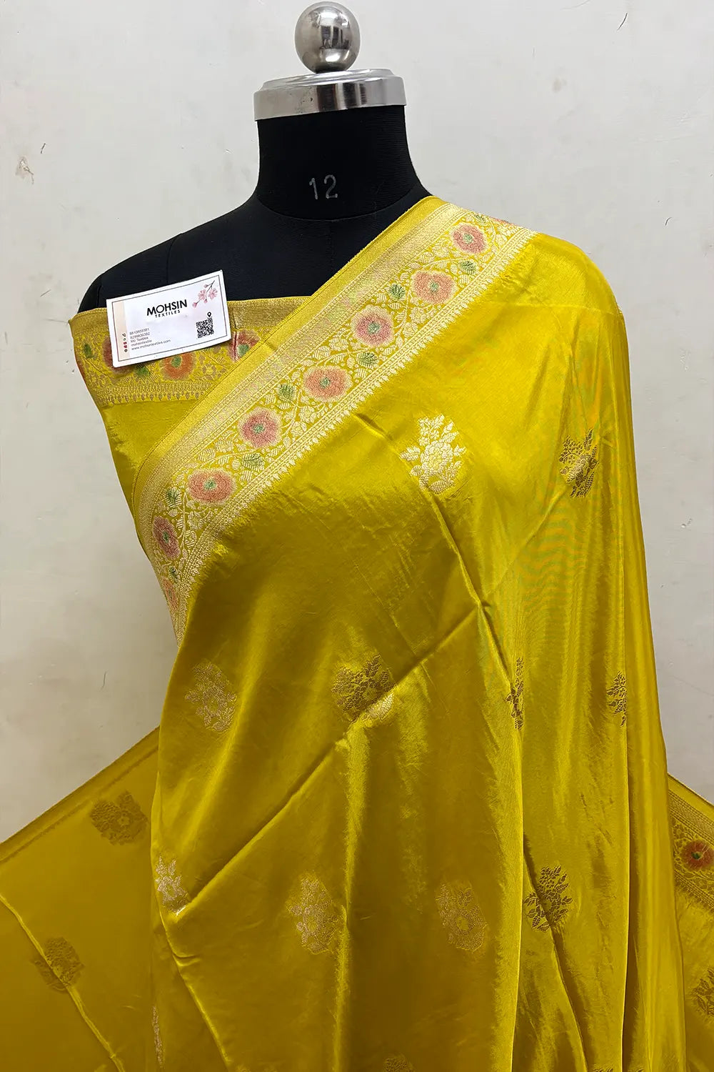 Yellow Zari Georgette Silk Banarasi Saree