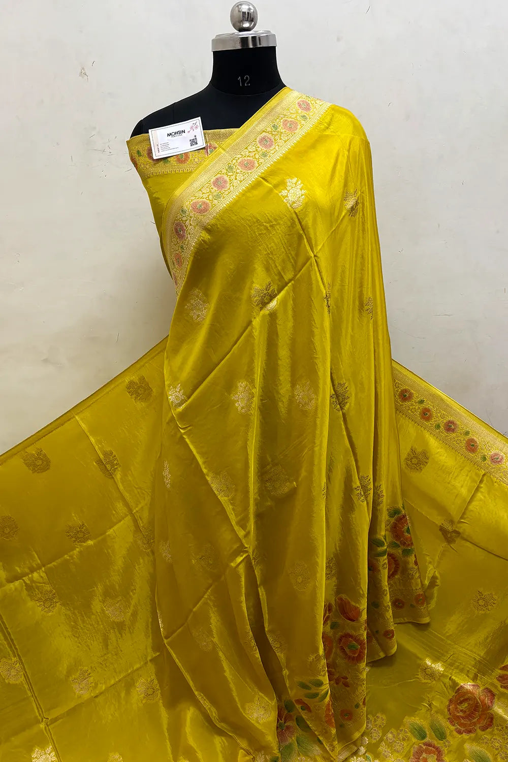 Yellow Zari Georgette Silk Banarasi Saree