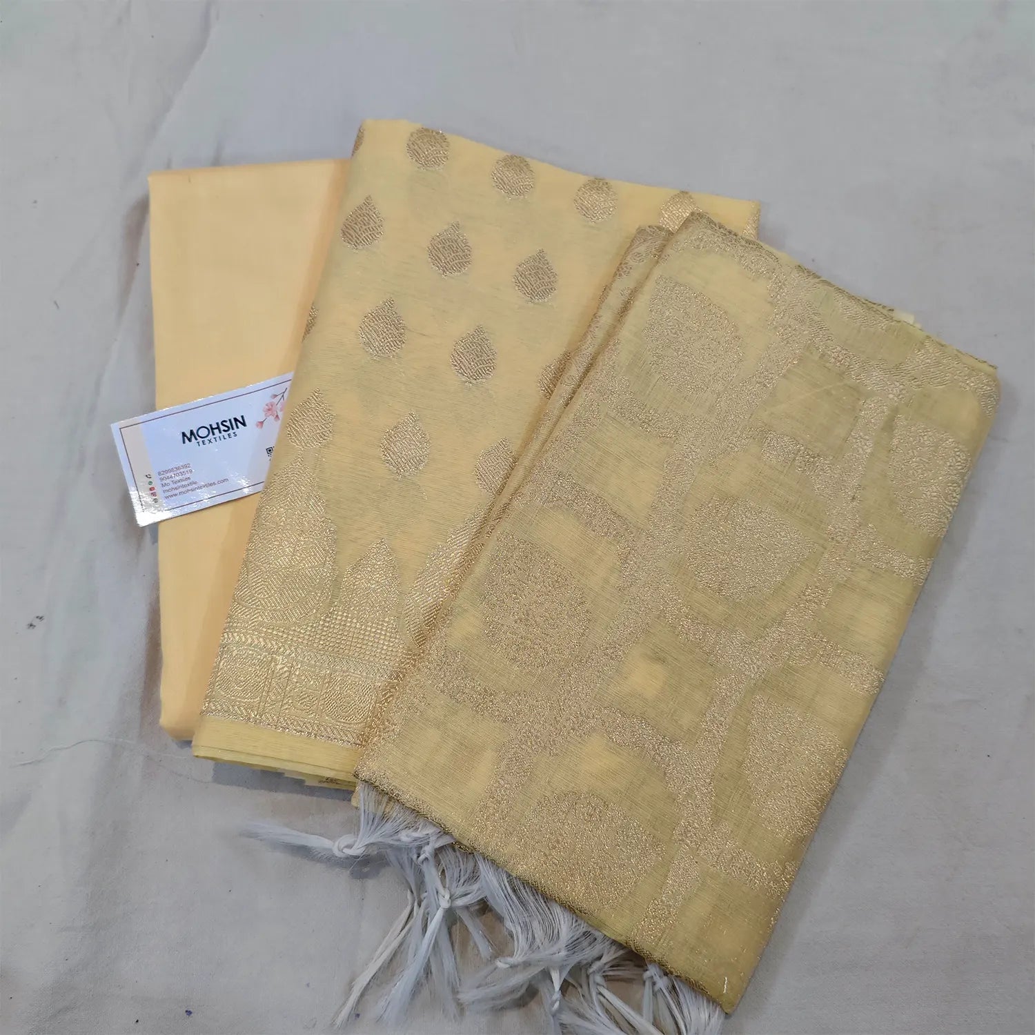 Yellow Golden Zari Banarasi Silk Suit