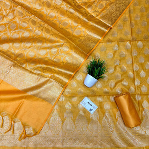 Yellow Kalgha Buti Banarasi Silk Suit