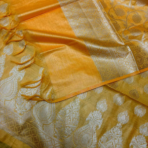 Yellow Kalgha Buti Banarasi Silk Suit