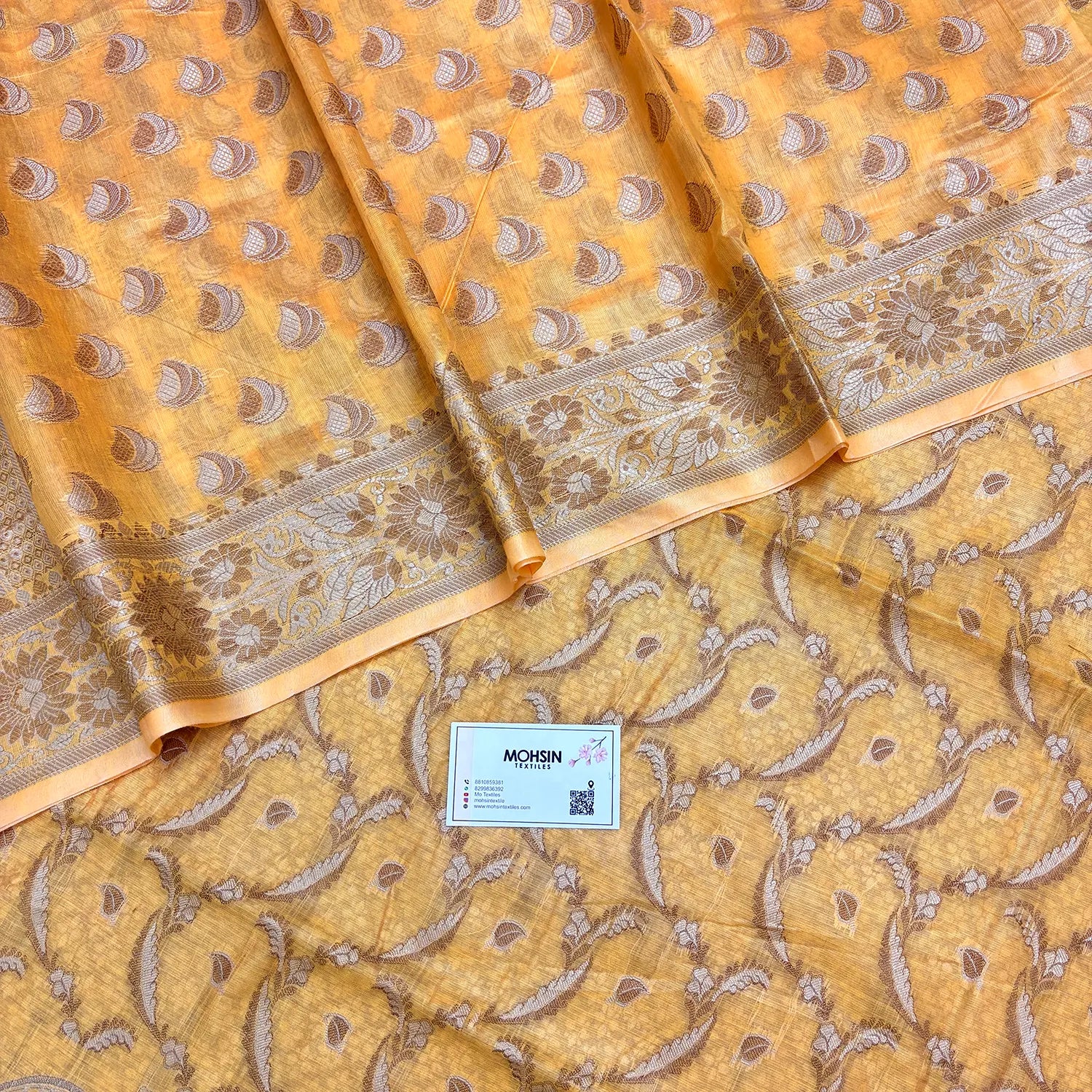 Yellow Namo Ghat Cotton Silk Banarasi Suit