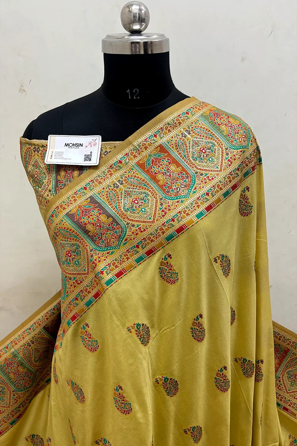 Yellow Pashmina Silk Banarasi Saree