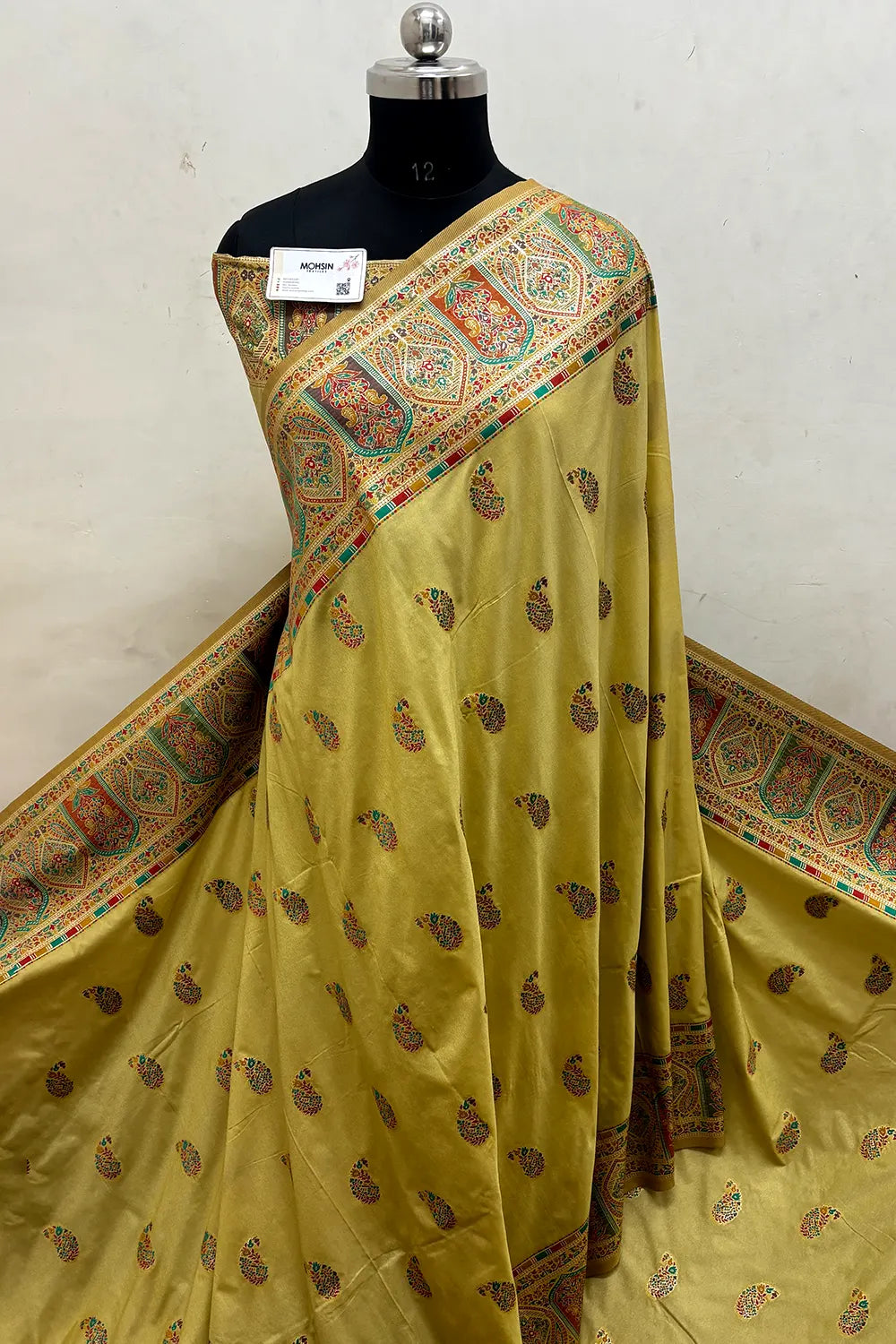 Yellow Pashmina Silk Banarasi Saree