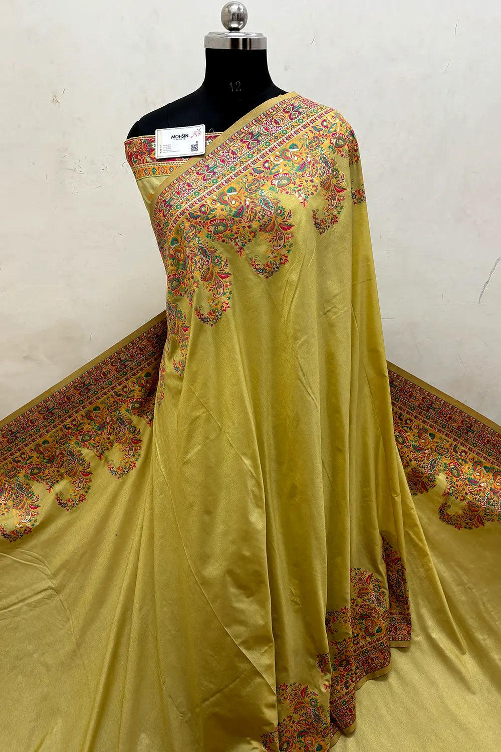 Yellow Pashmina Silk Banarasi Saree