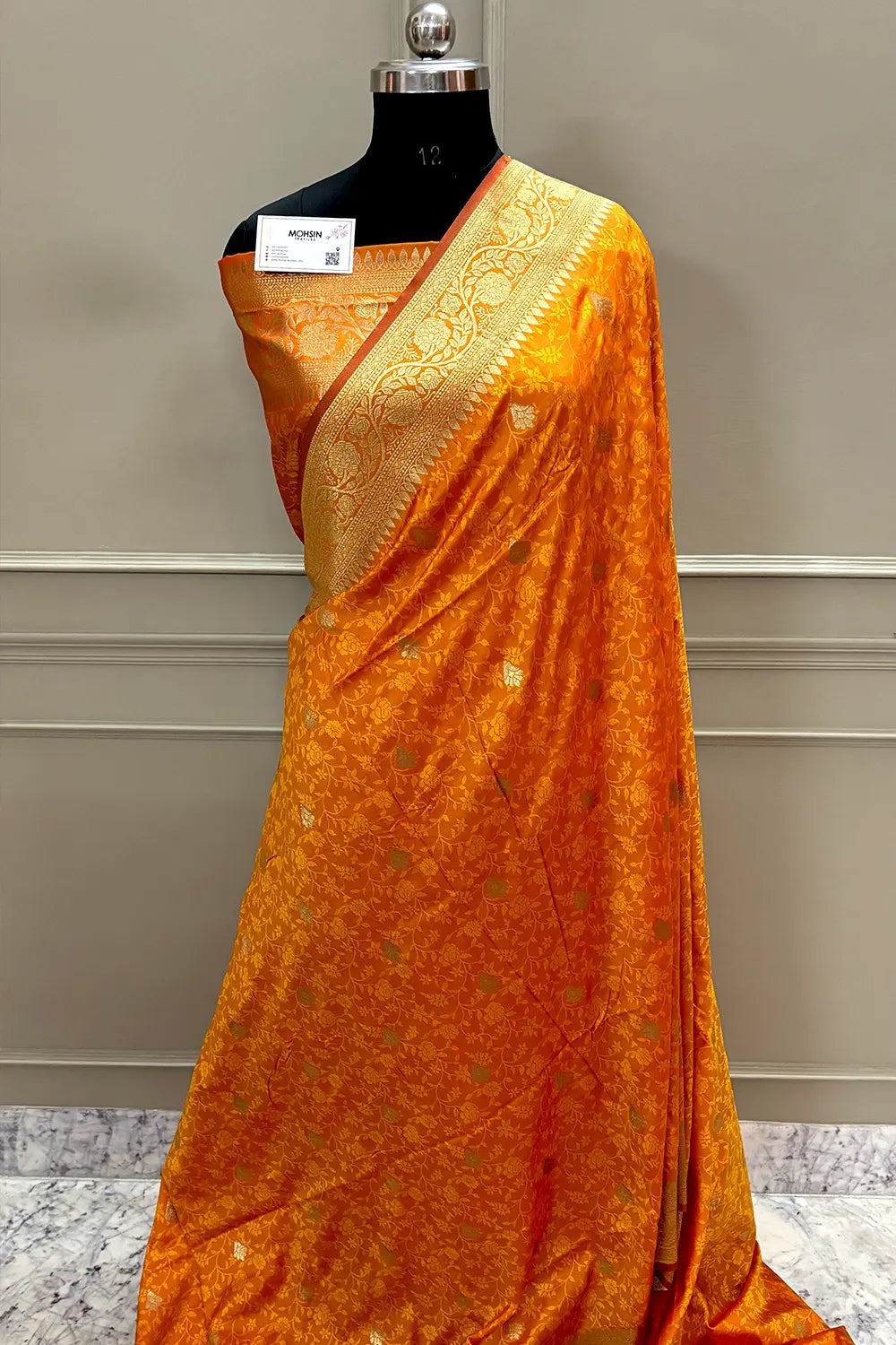 Yellow Resham Banarasi Silk Saree