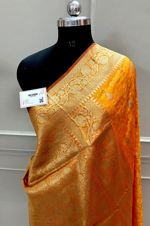 Yellow Resham Banarasi Silk Saree