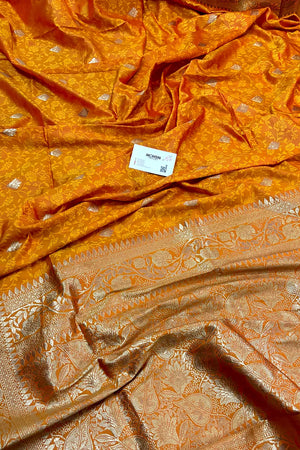 Yellow Resham Banarasi Silk Saree