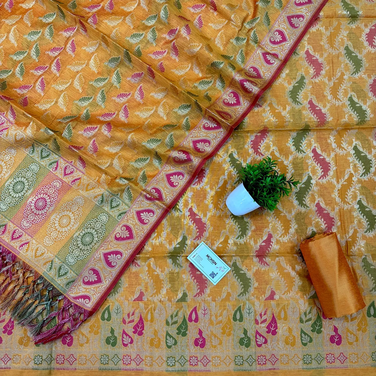 Yellow Resham Banarasi Silk Suit