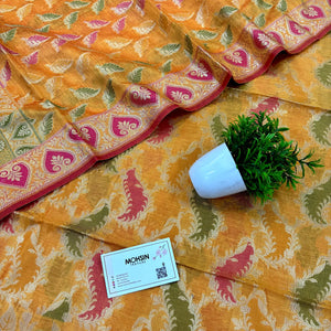 Yellow Resham Banarasi Silk Suit