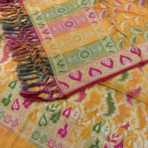 Yellow Resham Banarasi Silk Suit