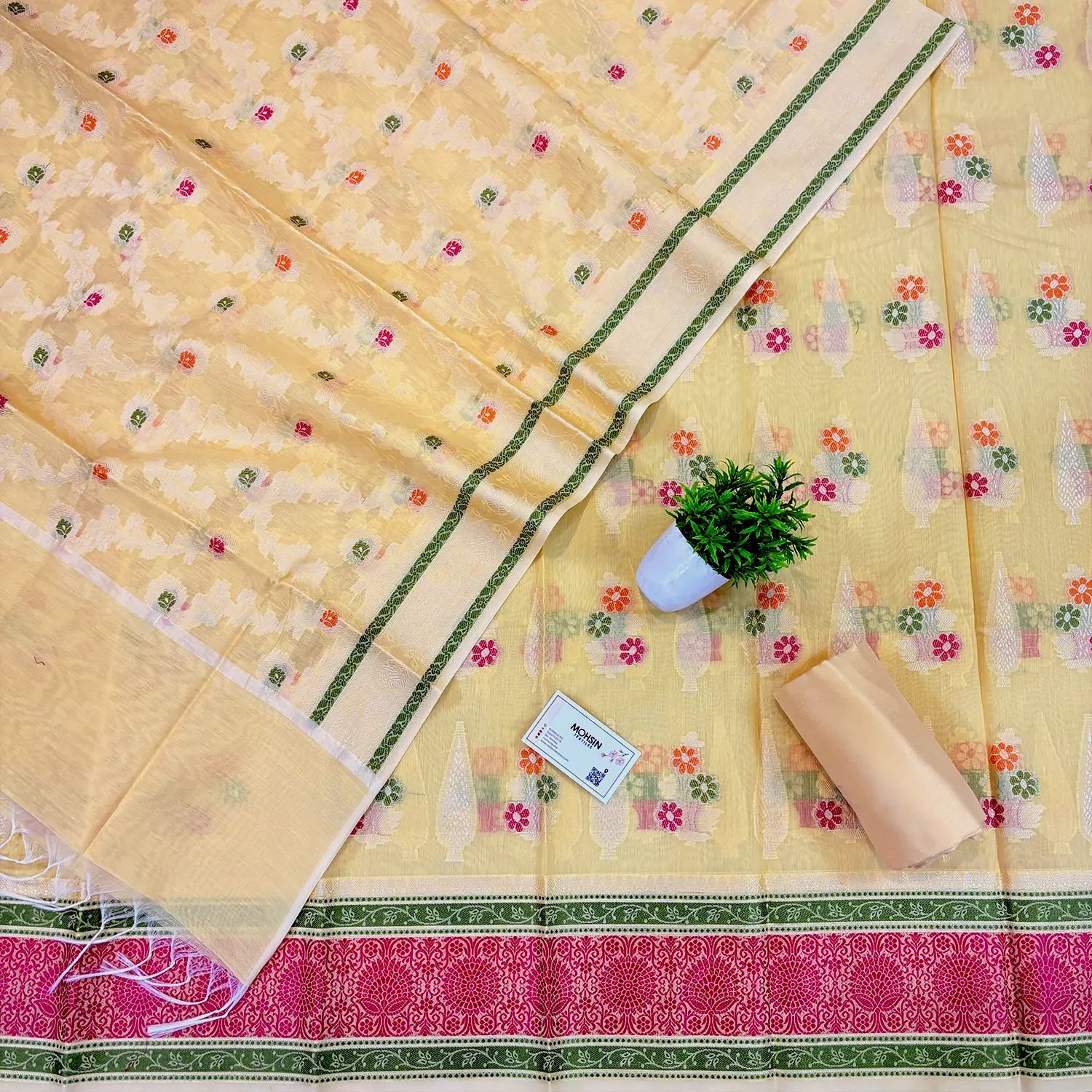 Yellow Resham Banarasi Silk Suit