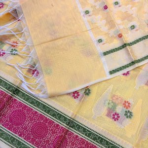 Yellow Resham Banarasi Silk Suit