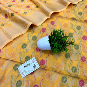 Yellow Resham Banarasi Silk Suit