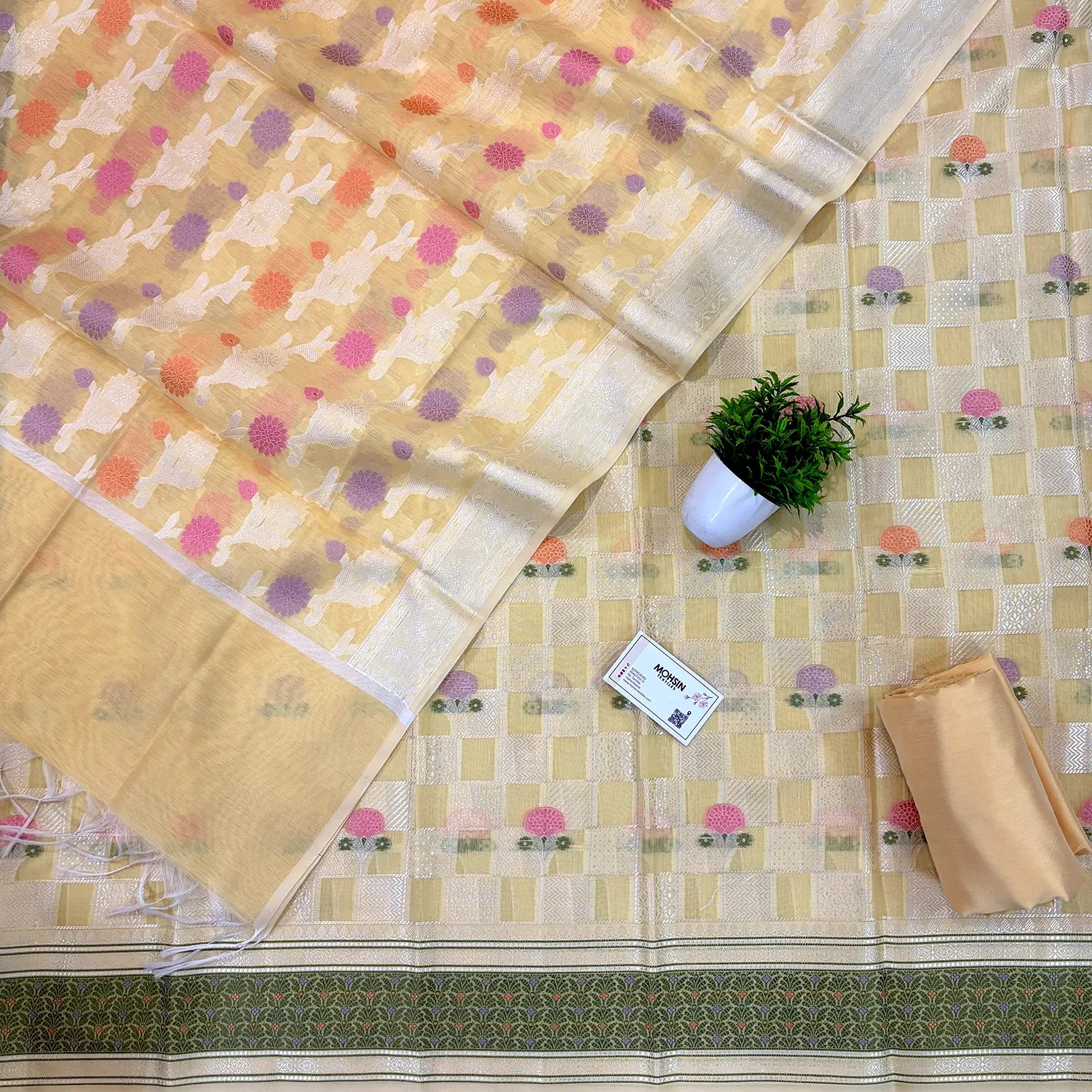 Yellow Resham Banarasi Silk Suit