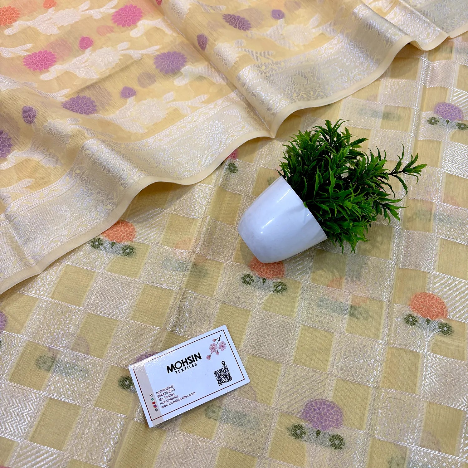 Yellow Resham Banarasi Silk Suit