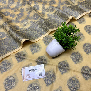 Yellow Resham Banarasi Silk Suit