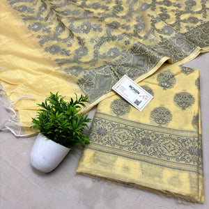 Yellow Resham Banarasi Silk Suit