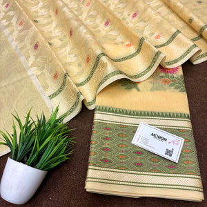 Yellow Resham Banarasi Silk Suit