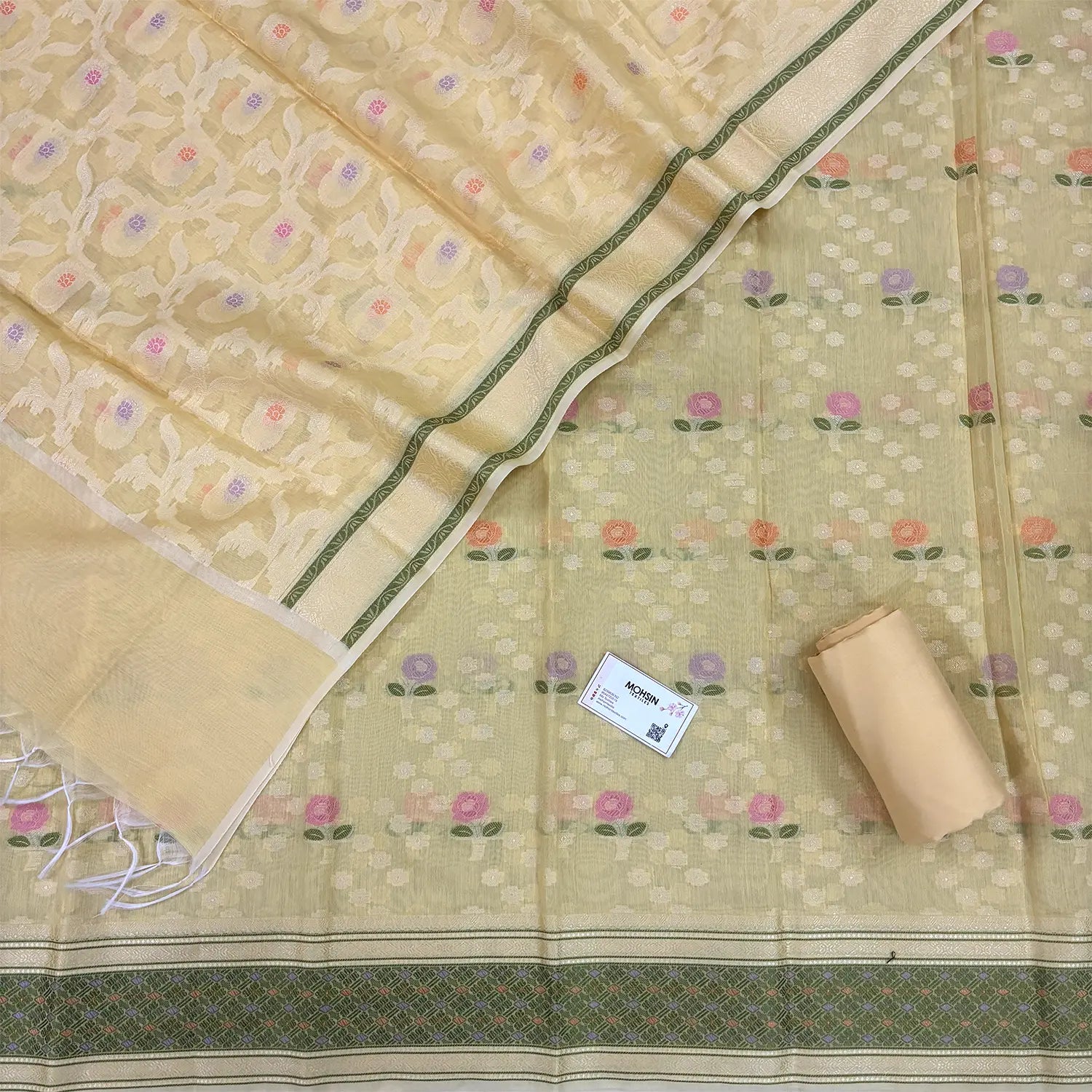 Yellow Resham Banarasi Silk Suit